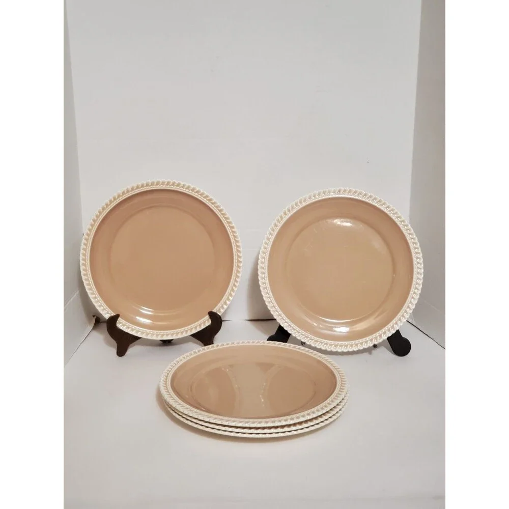 Harkerware Chesterton Beige Tan Plates Medium Lunch Plate 5 Pc Lot 9.25
